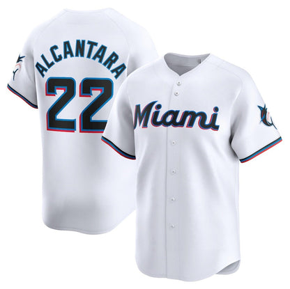 Miami Marlins #22 Sandy Alcantara Home Limited Player Jersey - White Stitched Baseball Jersey