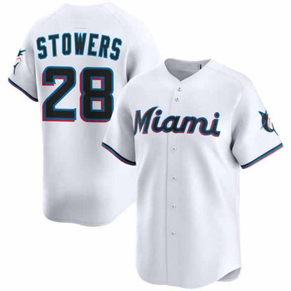 Miami Marlins #28 Kyle Stowers White 2024 Home Limited Stitched Baseball Jersey
