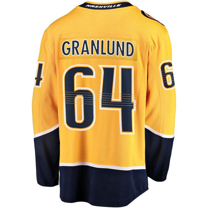 N.Predators #64 Mikael Granlund Fanatics Branded Replica Player Jersey  Gold Stitched American Hockey Jerseys CROVYIE