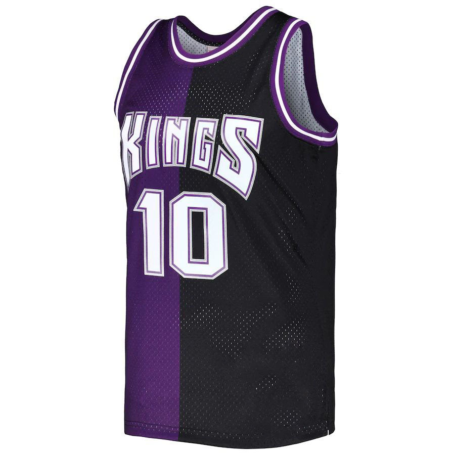S.Kings #10 Mike Bibby Mitchell & Ness Hardwood Classics 2001-02 Split Swingman Jersey Purple Black Stitched American Basketball Jersey