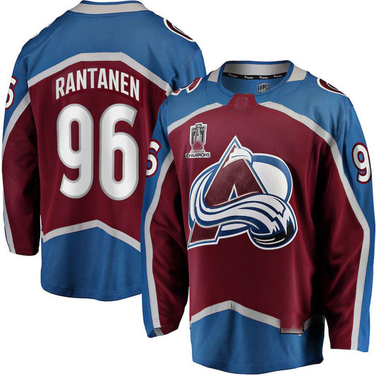C.Avalanche #96 Mikko Rantanen Fanatics Branded Home 2022 Stanley Cup Champions Breakaway Player Jersey Burgundy Stitched American Hockey Jerseys CROVYIE