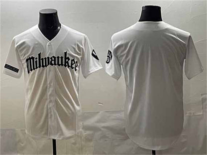 Milwaukee Brewers Blank White 'Gothic 414 Shadows Edition' Vapor Premier Limited Stitched Baseball Jersey