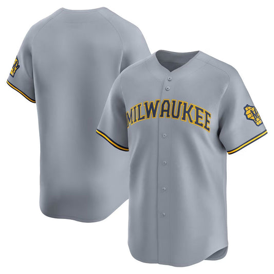 Milwaukee Brewers Road Limited Jersey - Gray Stitched Baseball Jersey