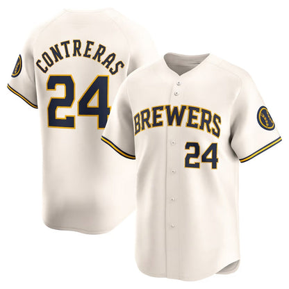Milwaukee Brewers #24 William Contreras Home Limited Player Jersey - Cream Stitched Baseball Jersey