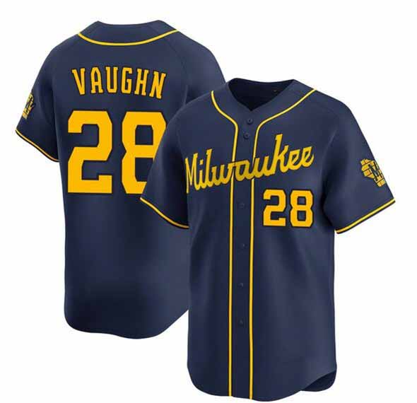 Milwaukee Brewers #28 Andrew Vaughn Navy Alternate Limited Stitched Baseball Jersey