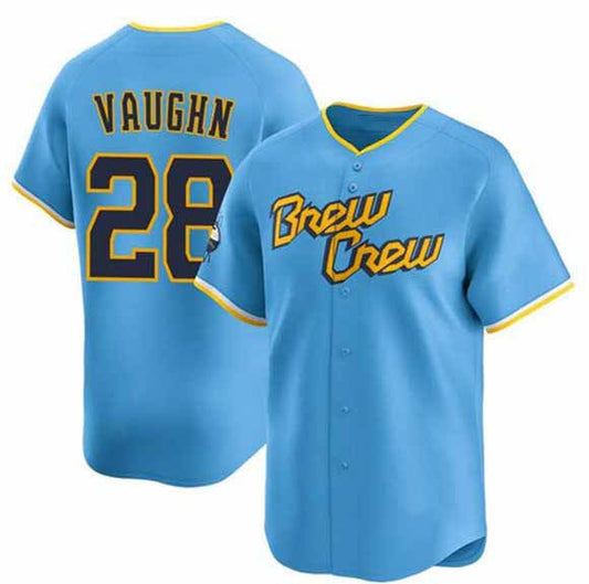 Milwaukee Brewers #28 Andrew Vaughn Powder Blue City Connect Limited Stitched Baseball Jersey