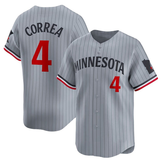Minnesota Twins #4 Carlos Correa Road Limited Player Jersey ¨C Gray Stitched Baseball Jersey