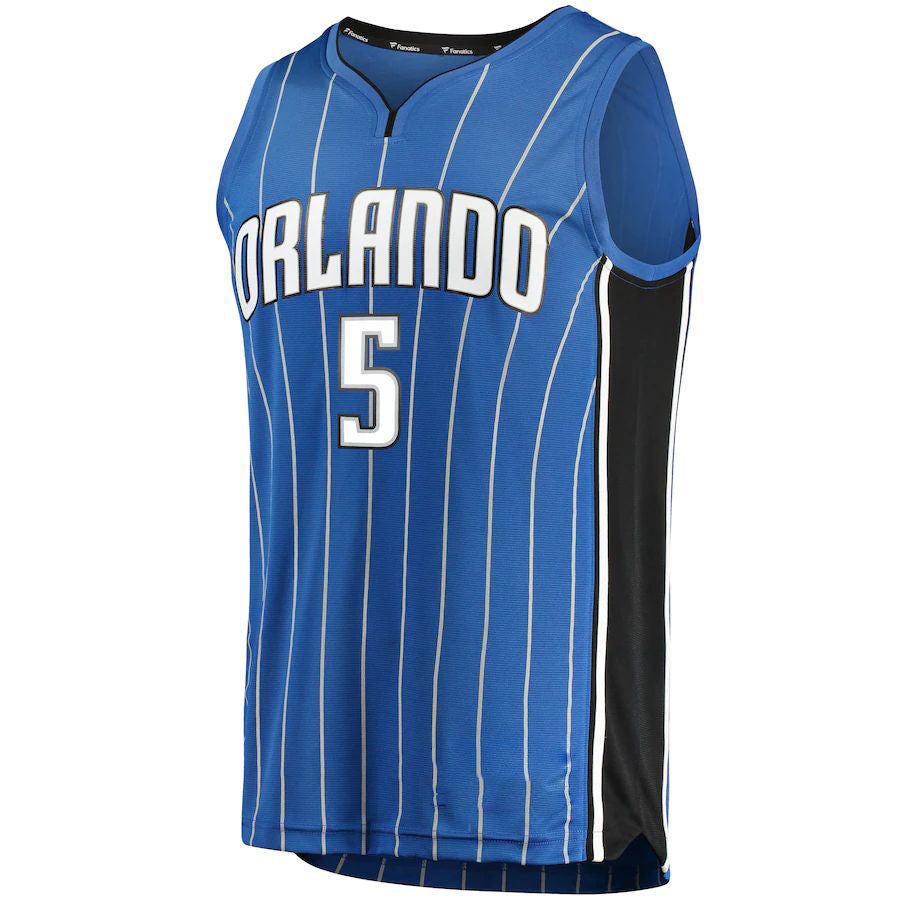 O.Magic #5 Mohamed Bamba Fanatics Branded  Fast Break Replica Jersey Blue Icon Edition Stitched American Basketball Jersey
