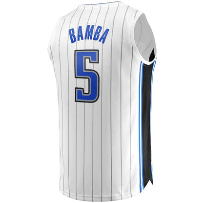 O.Magic #5 Mohamed Bamba Fanatics Branded  Fast Break Replica Player Jersey Association Edition White Stitched American Basketball Jersey