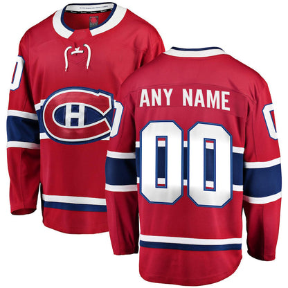 Custom M.Canadiens Fanatics Branded Home Breakaway  Red Stitched American Hockey Jerseys CROVYIE