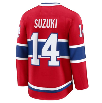 M.Canadiens #14 Nick Suzuki Fanatics Home Premium Jersey - Red Stitched American Hockey Jerseys CROVYIE