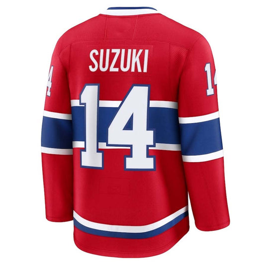 M.Canadiens #14 Nick Suzuki Fanatics Home Premium Jersey - Red Stitched American Hockey Jerseys CROVYIE