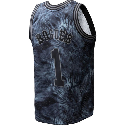C.Hornets #1 Muggsy Bogues Mitchell & Ness Unisex Hardwood Classics 1992-93 Tie-Dye Swingman Jersey Black Stitched American Basketball Jersey