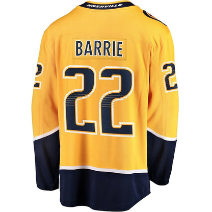 N.Predators #22 Tyson Barrie Fanatics Home Breakaway Jersey - Gold Stitched American Hockey Jerseys CROVYIE