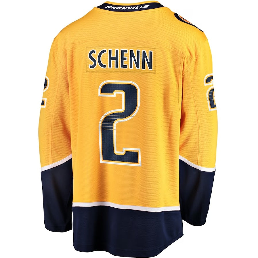 N.Predators #2 Luke Schenn Fanatics Home Breakaway Jersey - Gold Stitched American Hockey Jerseys CROVYIE
