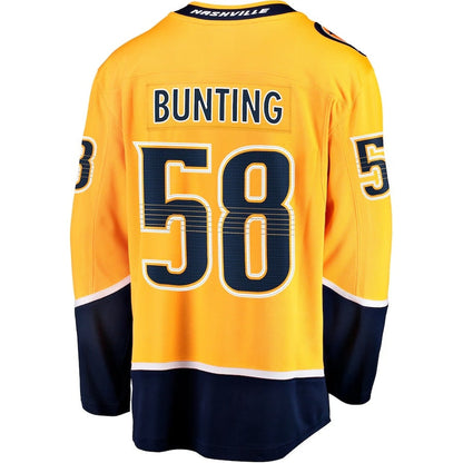 N.Predators #58 Michael Bunting Fanatics Home Breakaway Jersey - Gold Stitched American Hockey Jerseys CROVYIE