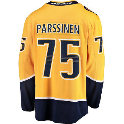 N.Predators #75 Juuso Parssinen Fanatics Home Breakaway Jersey - Gold Stitched American Hockey Jerseys CROVYIE