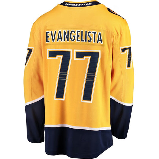 N.Predators #77 Luke Evangelista Fanatics Premier Breakaway Player Jersey - Gold Stitched American Hockey Jerseys CROVYIE