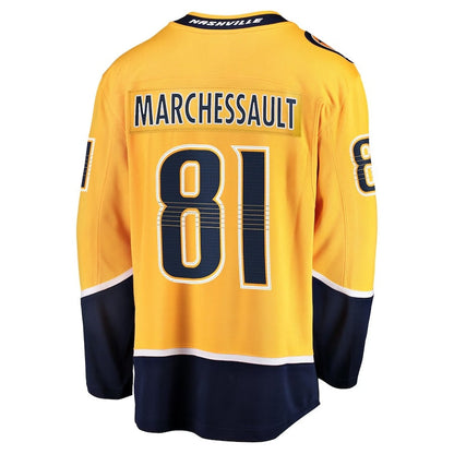 N.Predators #81 Jonathan Marchessault Fanatics Home Premier Breakaway Player Jersey - Gold Stitched American Hockey Jerseys CROVYIE