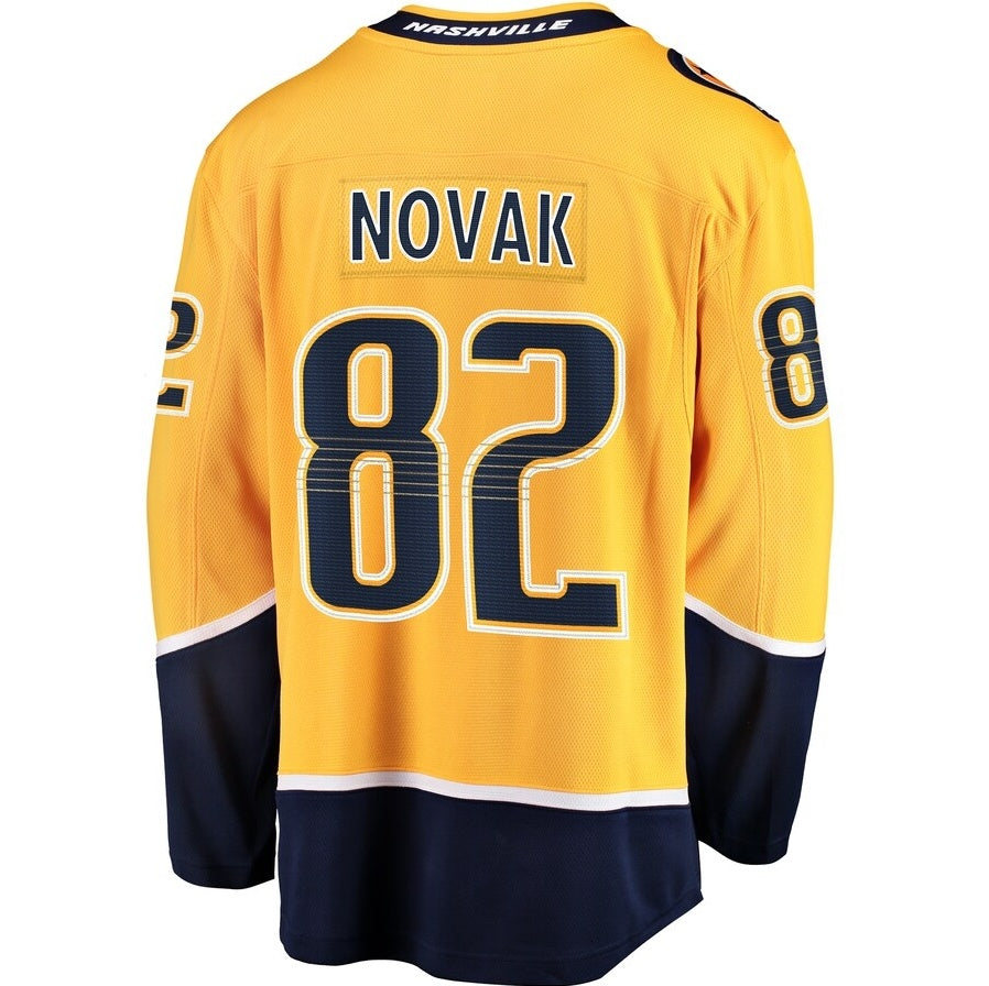 N.Predators #82 Tommy Novak Fanatics Home Breakaway Jersey - Gold Stitched American Hockey Jerseys CROVYIE