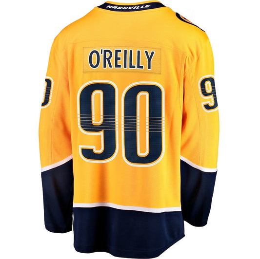 N.Predators #90 Ryan O'Reilly Fanatics Home Premier Breakaway Player Jersey - Gold Stitched American Hockey Jerseys CROVYIE