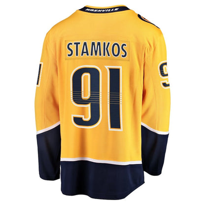 N.Predators #91 Steven Stamkos Fanatics Home Premier Breakaway Player Jersey - Gold Stitched American Hockey Jerseys CROVYIE