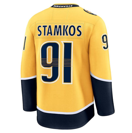N.Predators #91 Steven Stamkos Fanatics Home Premium Jersey - Gold Stitched American Hockey Jerseys CROVYIE