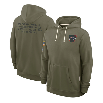 NE.Patriots Olive 2025 Salute to Service Sideline Standard Issue Dri-FIT Hoodie Stitched American Football Jerseys