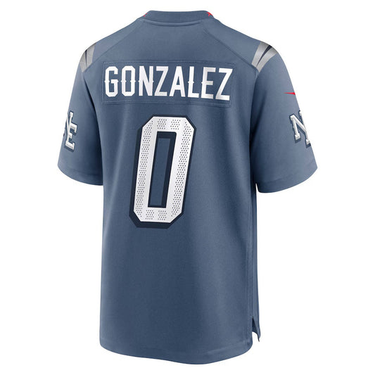 NE.Patriots #0 Christian Gonzalez 2025 Rivalries Collection Game Jersey-CROVYIE - Storm Blue Stitched American Football Jersey-CROVYIE