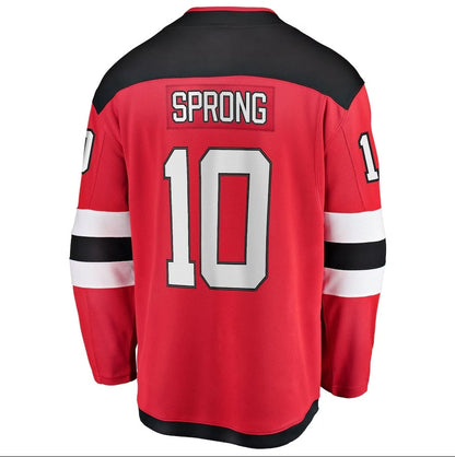 NJ.Devils #10 Daniel Sprong Fanatics Home Breakaway Jersey - Red Stitched American Hockey Jerseys CROVYIE
