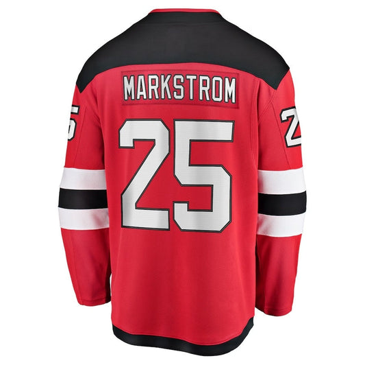 NJ.Devils #25 Jacob Markstrom Fanatics Home Premier Breakaway Player Jersey - Red Stitched American Hockey Jerseys CROVYIE