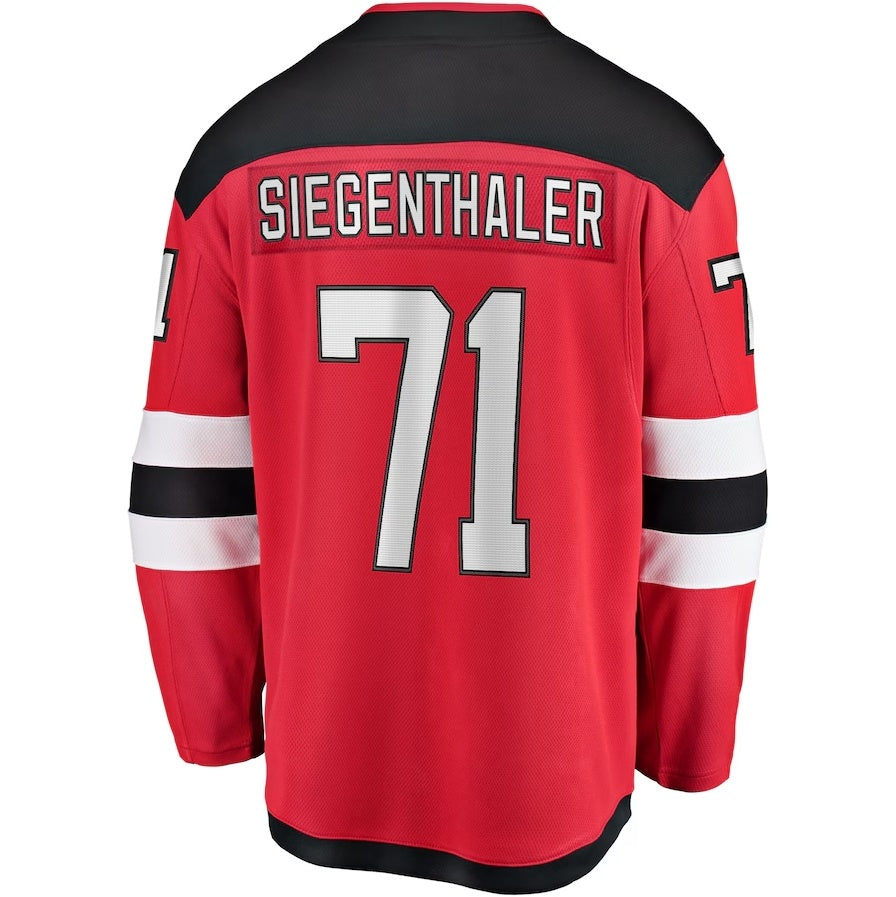 NJ.Devils #71 Jonas Siegenthaler Fanatics Home Breakaway Player Jersey - Red Stitched American Hockey Jerseys CROVYIE