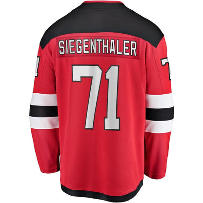 NJ.Devils #71 Jonas Siegenthaler Fanatics Home Breakaway Player Jersey - Red Stitched American Hockey Jerseys CROVYIE