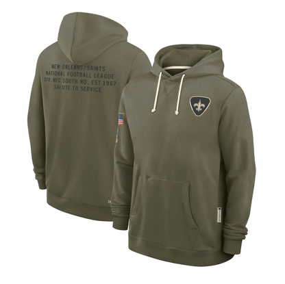 NO.Saints Olive 2025 Salute to Service Sideline Standard Issue Dri-FIT Hoodie Stitched American Football Jerseys