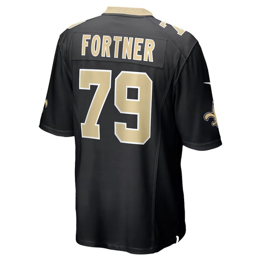 NO.Saints #79 Luke Fortner Black Team Game Stitched American Football Jersey