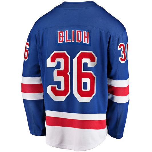 NY.Rangers #36 Anton Blidh Fanatics Home Breakaway Jersey - Blue Stitched American Hockey Jerseys CROVYIE
