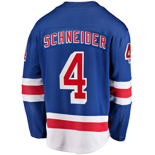 NY.Rangers #4 Braden Schneider Fanatics Home Premier Breakaway Player Jersey - Blue Stitched American Hockey Jerseys CROVYIE