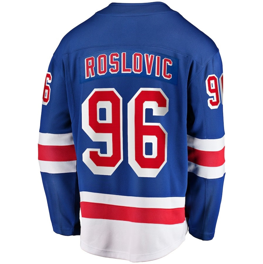 NY.Rangers #96 Jack Roslovic Fanatics Home Premier Breakaway Player Jersey - Blue Stitched American Hockey Jerseys CROVYIE