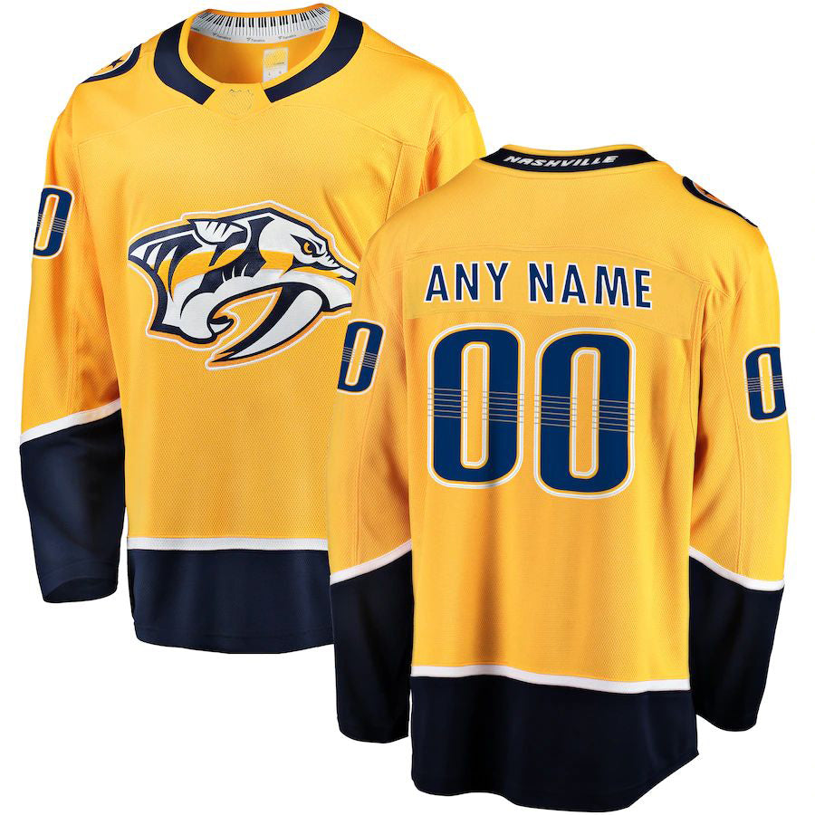 Custom N.Predators Fanatics Branded Home Breakaway  Gold Stitched American Hockey Jerseys CROVYIE