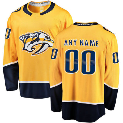 Custom N.Predators Fanatics Branded Home Breakaway  Gold Stitched American Hockey Jerseys CROVYIE