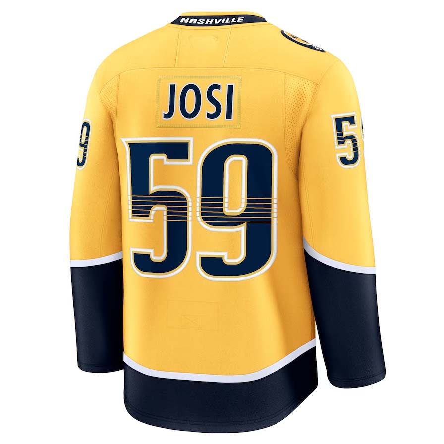 N.Predators #59 Roman Josi Fanatics Home Premium Jersey - Yellow Stitched American Hockey Jerseys CROVYIE
