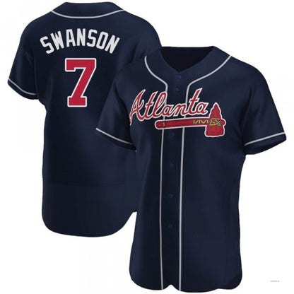 Atlanta Braves #7 Dansby Swanson Navy Alternate Jersey Navy Alternate Jersey Stitches Baseball Jerseys