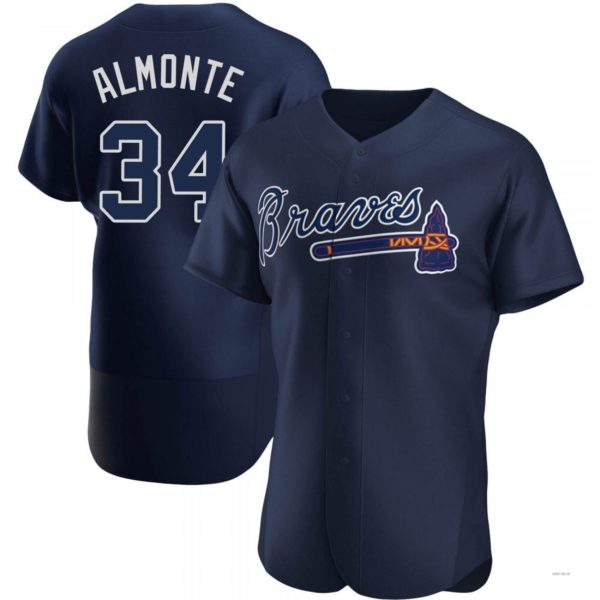 Atlanta Braves #34 AbCROVYIE2025m Almonte Navy Alternate Team Name Jersey Stitches Baseball Jerseys