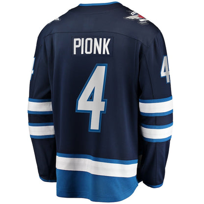 W.Jets #4 Neal Pionk Fanatics Branded Home Breakaway Player Jersey Navy Stitched American Hockey Jerseys CROVYIE
