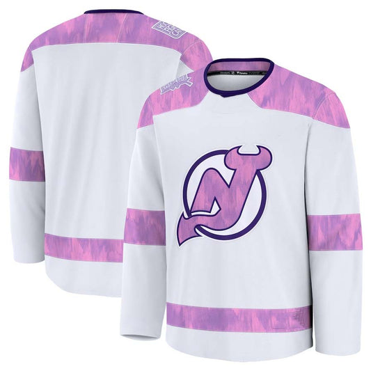 NJ.Devils Fanatics 2024 Hockey Fights Cancer Practice Jersey - White Stitched American Hockey Jerseys CROVYIE