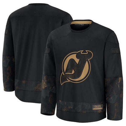 NJ.Devils Fanatics 2024 Military Appreciation Practice Jersey - Black Stitched American Hockey Jerseys CROVYIE