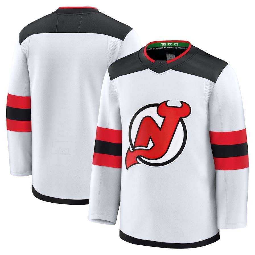 NJ.Devils Fanatics Away Premium Jersey - White Stitched American Hockey Jerseys CROVYIE