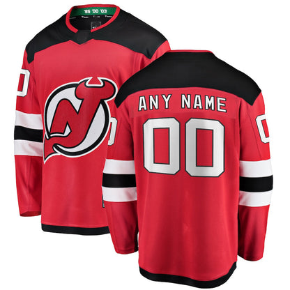 Custom NJ.Devils Fanatics Branded Home Breakaway Red Stitched American Hockey Jerseys CROVYIE