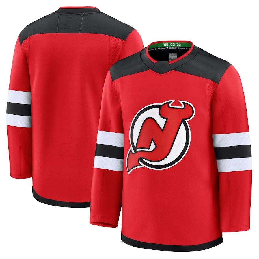 NJ.Devils Fanatics Home Premium Jersey - Red Stitched American Hockey Jerseys CROVYIE