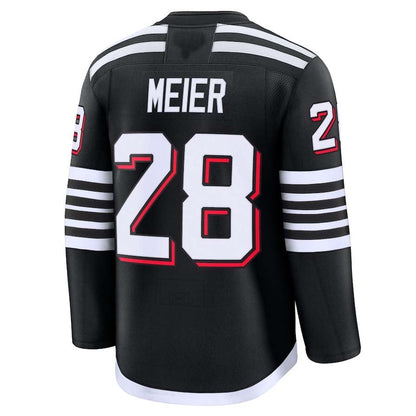 NJ.Devils #28 Timo Meier Fanatics Alternate Premium Jersey - Black Stitched American Hockey Jerseys CROVYIE